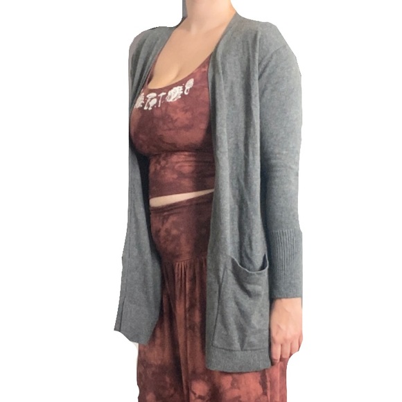 Zadig & Voltaire Gray Open Front Long Sleeve Minimalist Knit Cardigan Sweater - Picture 2 of 10